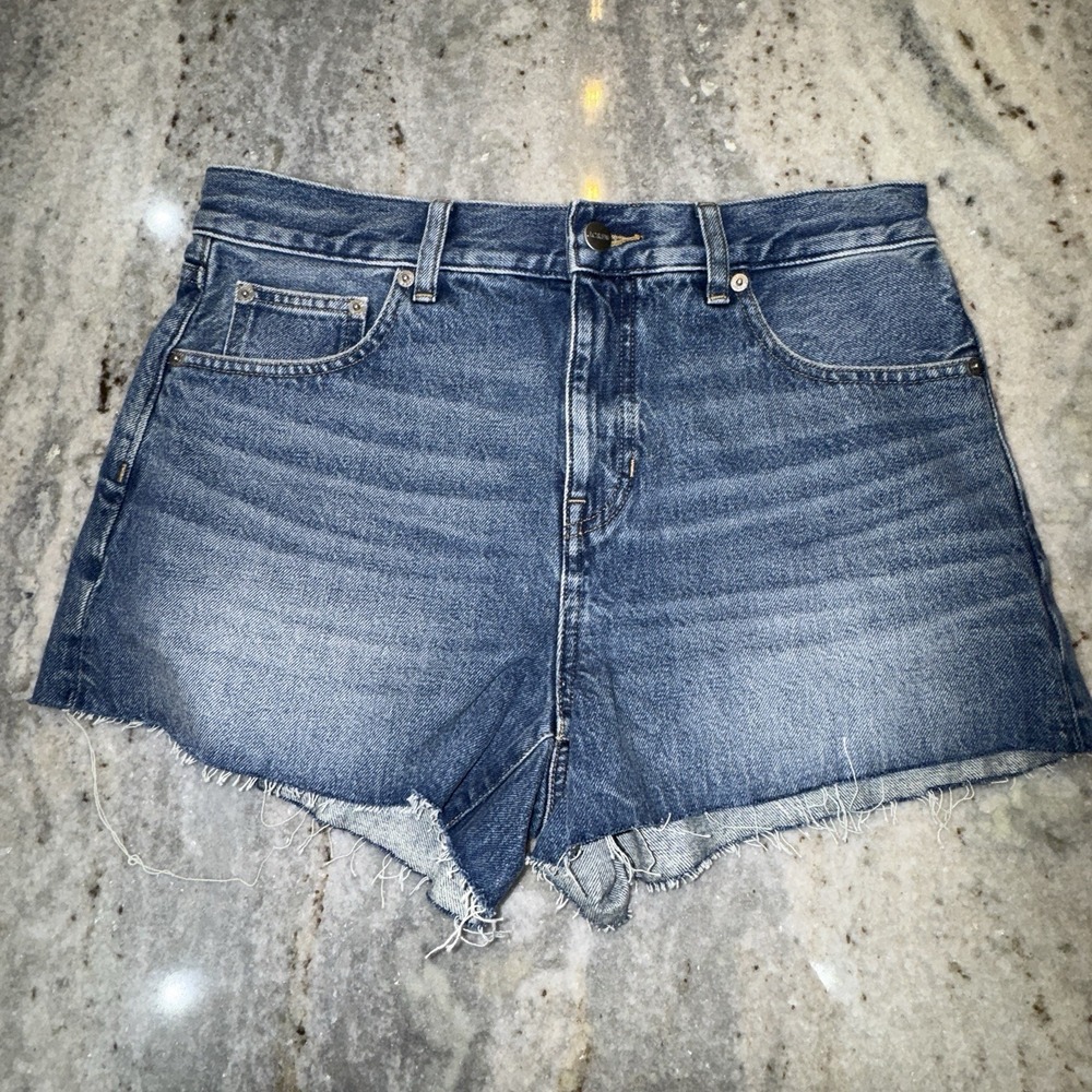 J. Crew Women's 32 Inch Denim Jean Shorts High Waist Raw Hem Cut Off Summer